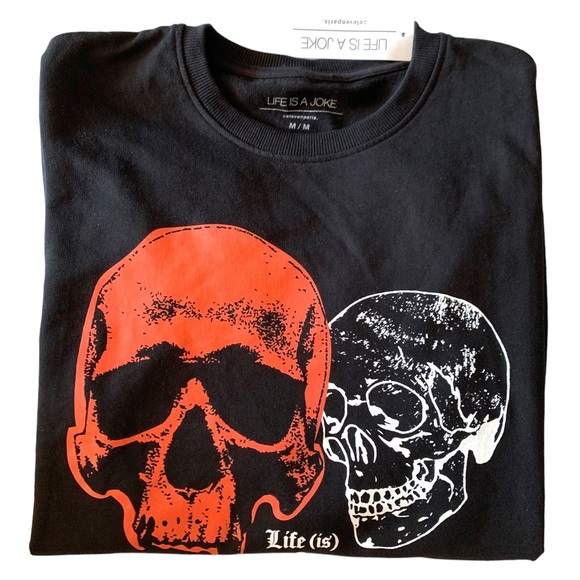 NWT Life Is A Joke by Eleven Paris 100% cotton logo sweatshirt black unisex M - Picture 2 of 8